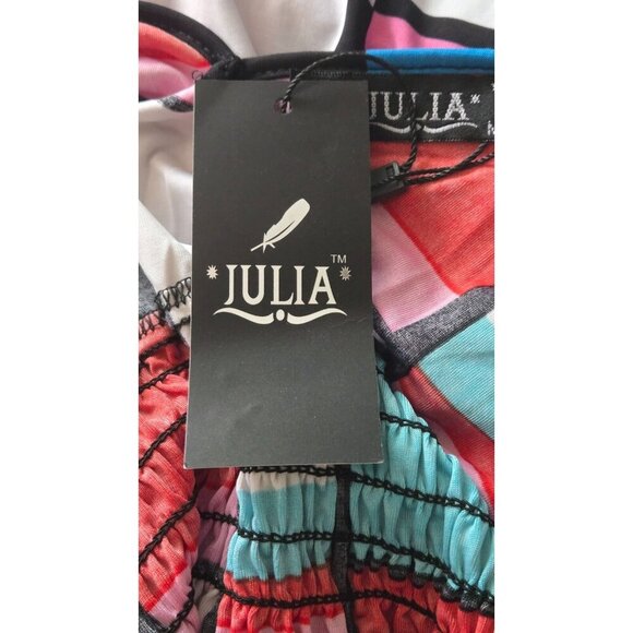 Julia Maxi Dress multicolor V Neck smocked waist sleeveless Silk Blend size M/L - Picture 7 of 8